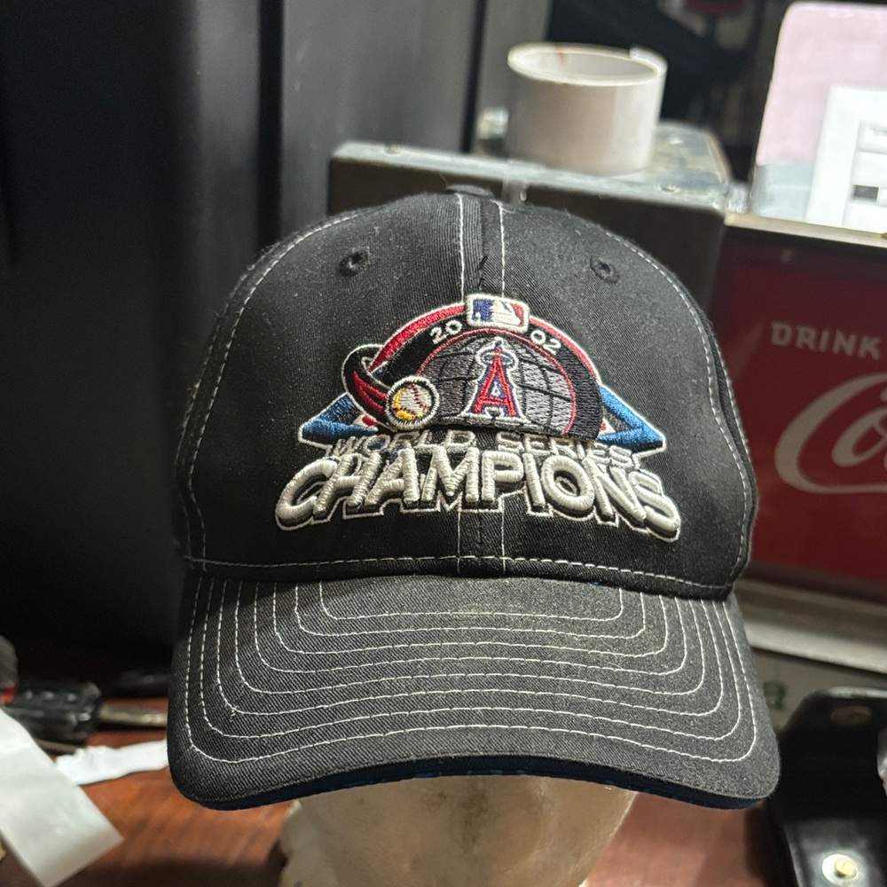 Vintage New Era Black 2002 Angels world series Champions Cap.